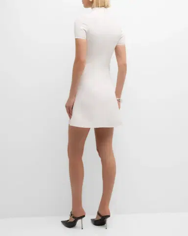 Courrèges Short-Sleeve Twill A-Line Mini Dress | Thumbnail 4 Courrèges Short-Sleeve Twill A-Line Mini Dress | Thumbnail 4