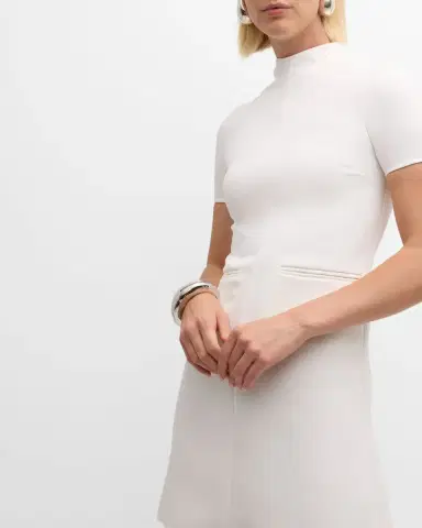 Courrèges Short-Sleeve Twill A-Line Mini Dress | Thumbnail 10 Courrèges Short-Sleeve Twill A-Line Mini Dress | Thumbnail 10