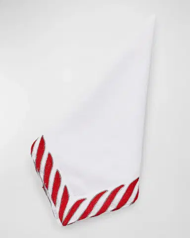 MacKenzie-Childs Peppermint White Embroidered Napkin | Thumbnail 2 MacKenzie-Childs Peppermint White Embroidered Napkin | Thumbnail 2
