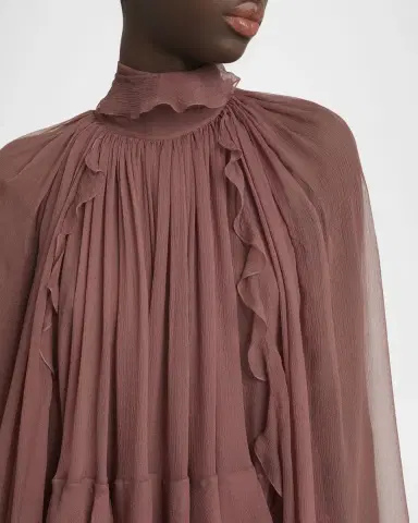 Chloé Tiered Ruffle Silk Mousseline Mini Dress | Thumbnail 4 Chloé Tiered Ruffle Silk Mousseline Mini Dress | Thumbnail 4