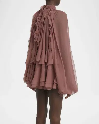 Chloé Tiered Ruffle Silk Mousseline Mini Dress | Thumbnail 5 Chloé Tiered Ruffle Silk Mousseline Mini Dress | Thumbnail 5