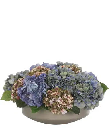NDI Hydrangeas 19" Faux Floral Arrangement in a Concrete Bowl | Thumbnail 1 NDI Hydrangeas 19" Faux Floral Arrangement in a Concrete Bowl | Thumbnail 1