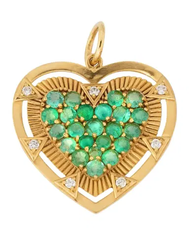 Siena Jewelry 14k Yellow Gold Emerald Heart Charm | Thumbnail 1 Siena Jewelry 14k Yellow Gold Emerald Heart Charm | Thumbnail 1