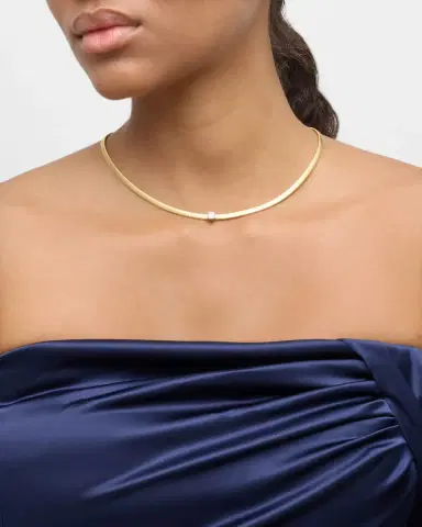 Marco Bicego 18K Yellow Gold Coil Collar Necklace with Single Cushion-Cut Diamond | Thumbnail 2 Marco Bicego 18K Yellow Gold Coil Collar Necklace with Single Cushion-Cut Diamond | Thumbnail 2