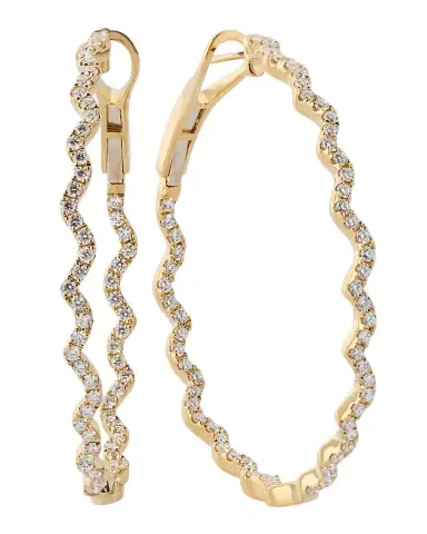 Graziela Gems 18K Yellow Gold Rio Inside-Out Diamond Hoop Earrings | Thumbnail 1 Graziela Gems 18K Yellow Gold Rio Inside-Out Diamond Hoop Earrings | Thumbnail 1