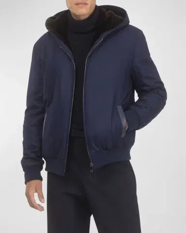 Gorski Men's Loro Piana Wool-Cashmere Jacket with Select Shearling Lamb Lining | Thumbnail 5 Gorski Men's Loro Piana Wool-Cashmere Jacket with Select Shearling Lamb Lining | Thumbnail 5