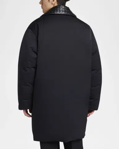 Bottega Veneta Men's Tech Puffer Jacket with Intrecciato Collar | Thumbnail 3 Bottega Veneta Men's Tech Puffer Jacket with Intrecciato Collar | Thumbnail 3
