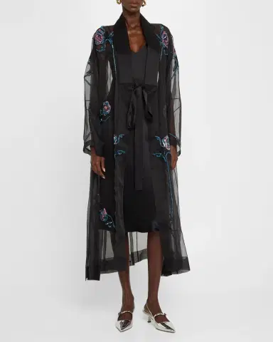 Giorgio Armani Sheer Crystal Embellished Kimono | Thumbnail 3 Giorgio Armani Sheer Crystal Embellished Kimono | Thumbnail 3