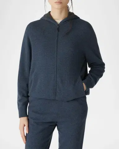 Loro Piana Duo Cashmere Hooded Zip Bomber Sweater | Thumbnail 3 Loro Piana Duo Cashmere Hooded Zip Bomber Sweater | Thumbnail 3
