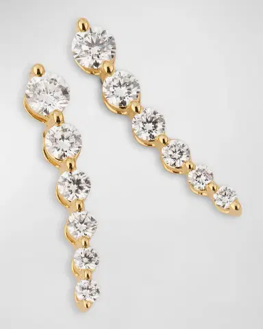 Lisa Nik Sparkle 18K Yellow Gold Baguette and Round Diamond Earring Climbers | Thumbnail 2 Lisa Nik Sparkle 18K Yellow Gold Baguette and Round Diamond Earring Climbers | Thumbnail 2