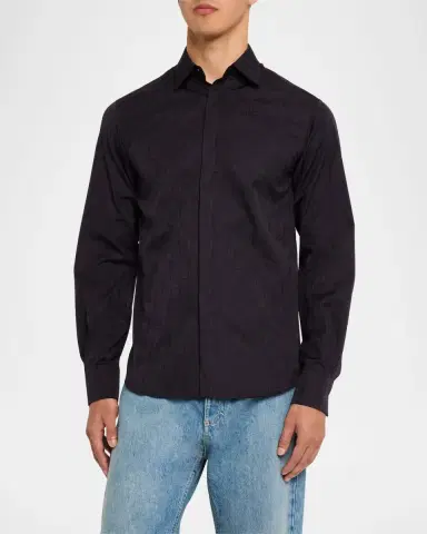 Ferragamo Men's Gancio Jacquard Sport Shirt | Thumbnail 4 Ferragamo Men's Gancio Jacquard Sport Shirt | Thumbnail 4