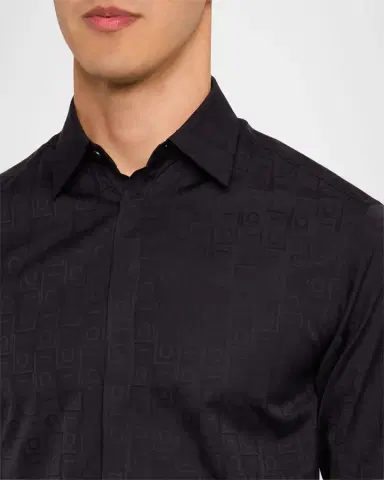 Ferragamo Men's Gancio Jacquard Sport Shirt | Thumbnail 5 Ferragamo Men's Gancio Jacquard Sport Shirt | Thumbnail 5