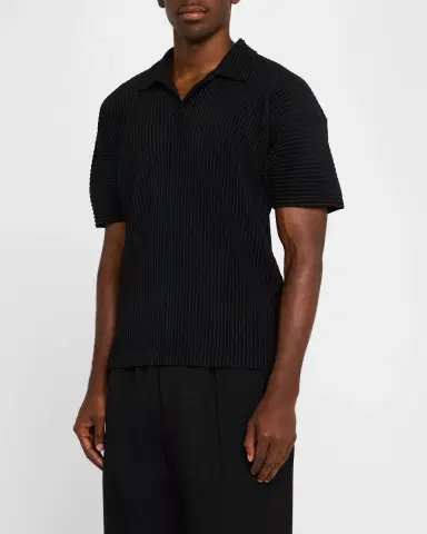 Homme Plisse Issey Miyake Men's Pleated Polo Shirt | Thumbnail 4 Homme Plisse Issey Miyake Men's Pleated Polo Shirt | Thumbnail 4