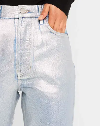 Veronica Beard Daniela High-Rise Ankle Straight Metallic Jeans | Thumbnail 4 Veronica Beard Daniela High-Rise Ankle Straight Metallic Jeans | Thumbnail 4