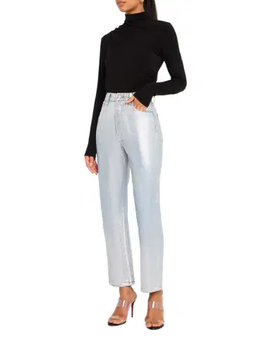 Veronica Beard Daniela High-Rise Ankle Straight Metallic Jeans | Thumbnail 1 Veronica Beard Daniela High-Rise Ankle Straight Metallic Jeans | Thumbnail 1