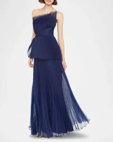 Theia Delphine Pleated Organza A-Line Gown | Thumbnail 2 Theia Delphine Pleated Organza A-Line Gown | Thumbnail 2