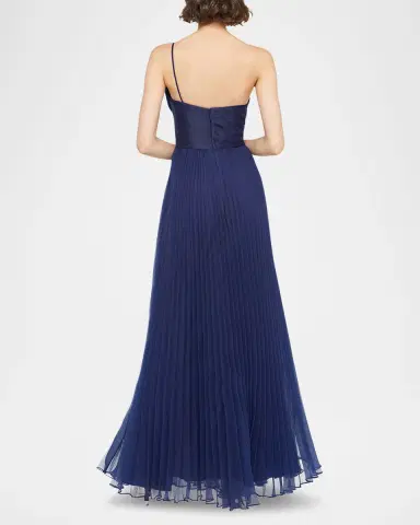 Theia Delphine Pleated Organza A-Line Gown | Thumbnail 3 Theia Delphine Pleated Organza A-Line Gown | Thumbnail 3