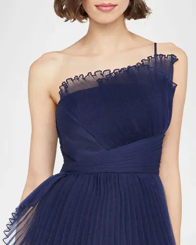 Theia Delphine Pleated Organza A-Line Gown | Thumbnail 4 Theia Delphine Pleated Organza A-Line Gown | Thumbnail 4