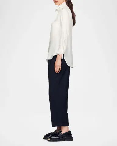 Sandro Haby Ruffled Silk Shirt | Thumbnail 4 Sandro Haby Ruffled Silk Shirt | Thumbnail 4