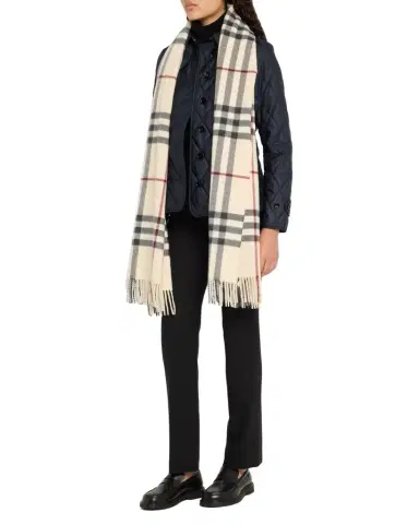 Burberry Washed Giant Check Cashmere Scarf | Thumbnail 1 Burberry Washed Giant Check Cashmere Scarf | Thumbnail 1
