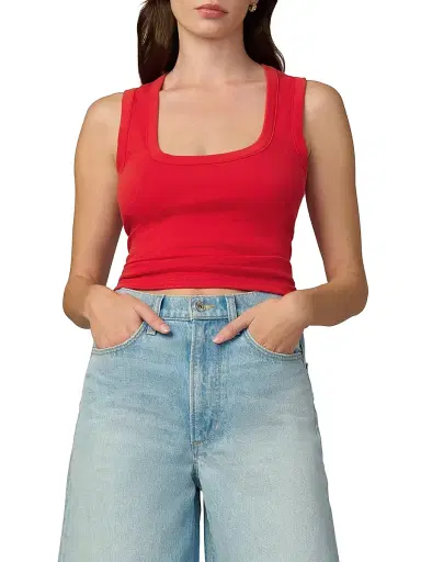 Joe's Jeans Women's The U-Neck Cotton-Blend Tank - Cherry Red | Thumbnail 3 Joe's Jeans Women's The U-Neck Cotton-Blend Tank - Cherry Red | Thumbnail 3