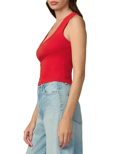 Joe's Jeans Women's The U-Neck Cotton-Blend Tank - Cherry Red | Thumbnail 4 Joe's Jeans Women's The U-Neck Cotton-Blend Tank - Cherry Red | Thumbnail 4