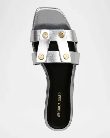 Veronica Beard Via Metallic Leather Flat Slide Sandals | Thumbnail 4 Veronica Beard Via Metallic Leather Flat Slide Sandals | Thumbnail 4