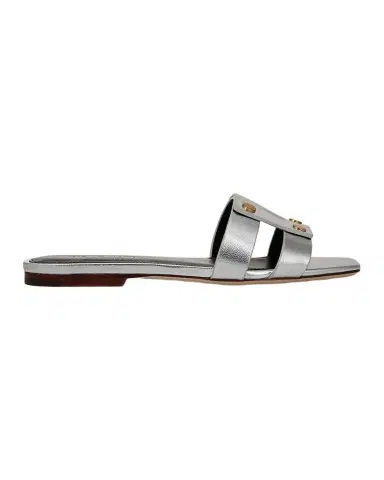 Veronica Beard Via Metallic Leather Flat Slide Sandals | Thumbnail 1 Veronica Beard Via Metallic Leather Flat Slide Sandals | Thumbnail 1