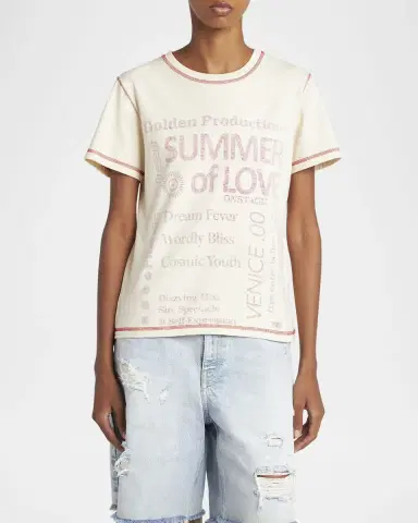Golden Goose Journey-Print Gauze Jersey Short-Sleeve T-Shirt | Thumbnail 4 Golden Goose Journey-Print Gauze Jersey Short-Sleeve T-Shirt | Thumbnail 4