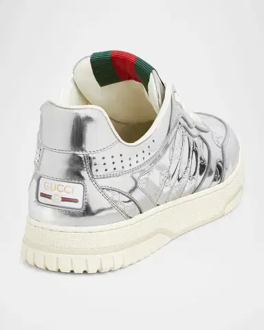Gucci Men's Re-Web Mirror Leather Low-Top Sneakers | Thumbnail 2 Gucci Men's Re-Web Mirror Leather Low-Top Sneakers | Thumbnail 2