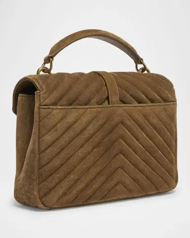 Saint Laurent College Medium Flap YSL Shoulder Bag in Quilted Suede | Thumbnail 3 Saint Laurent College Medium Flap YSL Shoulder Bag in Quilted Suede | Thumbnail 3
