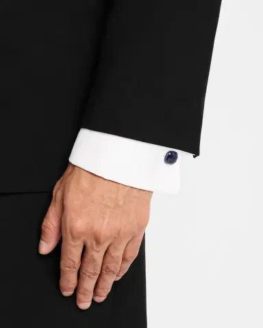 Jan Leslie Men 's Sterling Silver Sapphire Square Cufflink Stud Set | Thumbnail 2 Jan Leslie Men 's Sterling Silver Sapphire Square Cufflink Stud Set | Thumbnail 2