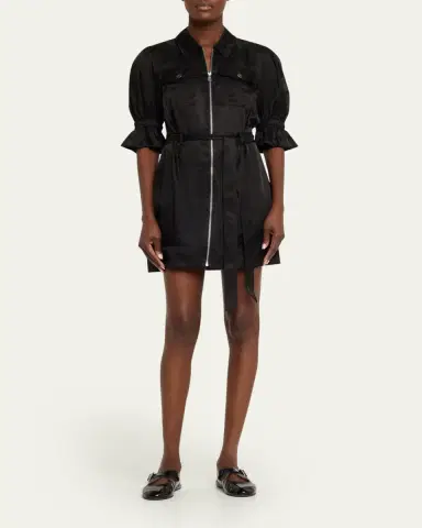 Cinq à Sept Holly Puff-Sleeve Zip-Front Mini Dress | Thumbnail 2 Cinq à Sept Holly Puff-Sleeve Zip-Front Mini Dress | Thumbnail 2