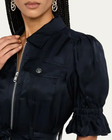 Cinq à Sept Holly Puff-Sleeve Zip-Front Mini Dress | Thumbnail 9 Cinq à Sept Holly Puff-Sleeve Zip-Front Mini Dress | Thumbnail 9