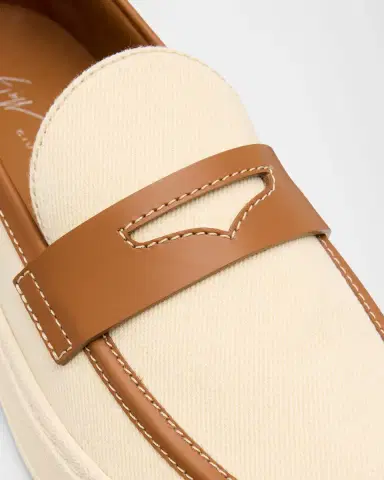 Giuseppe Zanotti Men 's Karmy Canvas and Leather Penny Loafers | Thumbnail 2 Giuseppe Zanotti Men 's Karmy Canvas and Leather Penny Loafers | Thumbnail 2