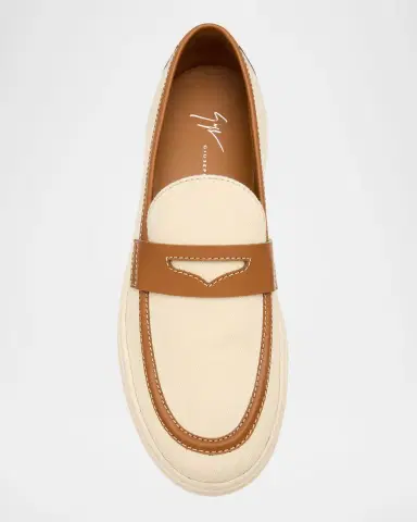 Giuseppe Zanotti Men 's Karmy Canvas and Leather Penny Loafers | Thumbnail 3 Giuseppe Zanotti Men 's Karmy Canvas and Leather Penny Loafers | Thumbnail 3
