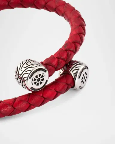 Jan Leslie Men 's Braided Leather Bracelet with Enamel Race Car | Thumbnail 4 Jan Leslie Men 's Braided Leather Bracelet with Enamel Race Car | Thumbnail 4