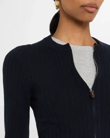 Loro Piana Coste Baby Cashmere GG 12 Bomber Sweater | Thumbnail 5 Loro Piana Coste Baby Cashmere GG 12 Bomber Sweater | Thumbnail 5