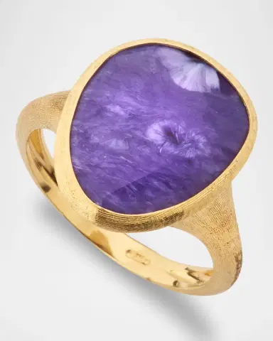 Marco Bicego 18K Lunaria Ring with Charoite, Size 7 | Thumbnail 3 Marco Bicego 18K Lunaria Ring with Charoite, Size 7 | Thumbnail 3