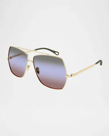 Chloé Gradient Aviator Metal Sunglasses | Thumbnail 2 Chloé Gradient Aviator Metal Sunglasses | Thumbnail 2