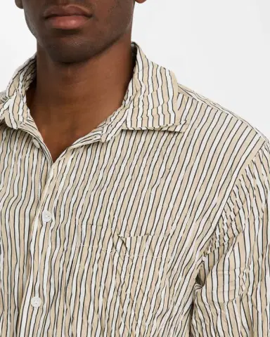 Bottega Veneta Men's Tricolor Stripe Crinkled Sport Shirt | Thumbnail 4 Bottega Veneta Men's Tricolor Stripe Crinkled Sport Shirt | Thumbnail 4