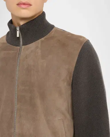 Ferragamo Men's Suede and Wool Full-Zip Blouson | Thumbnail 5 Ferragamo Men's Suede and Wool Full-Zip Blouson | Thumbnail 5
