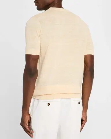 Brunello Cucinelli Men's Linen and Cotton Heathered Crewneck T-Shirt | Thumbnail 3 Brunello Cucinelli Men's Linen and Cotton Heathered Crewneck T-Shirt | Thumbnail 3