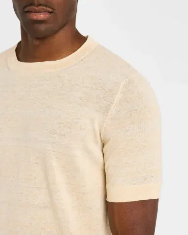 Brunello Cucinelli Men's Linen and Cotton Heathered Crewneck T-Shirt | Thumbnail 5 Brunello Cucinelli Men's Linen and Cotton Heathered Crewneck T-Shirt | Thumbnail 5