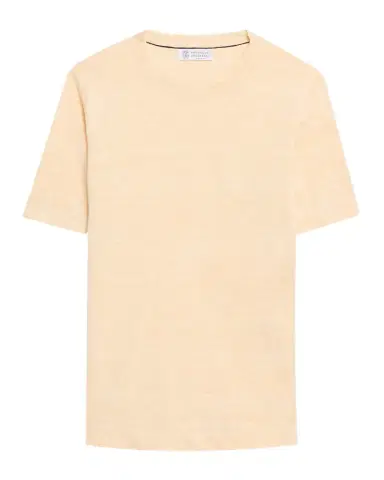 Brunello Cucinelli Men's Linen and Cotton Heathered Crewneck T-Shirt | Thumbnail 1 Brunello Cucinelli Men's Linen and Cotton Heathered Crewneck T-Shirt | Thumbnail 1