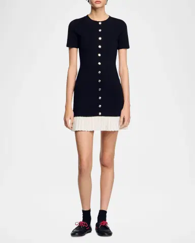 Sandro Paradis Pleated-Hem Mini Dress | Thumbnail 3 Sandro Paradis Pleated-Hem Mini Dress | Thumbnail 3