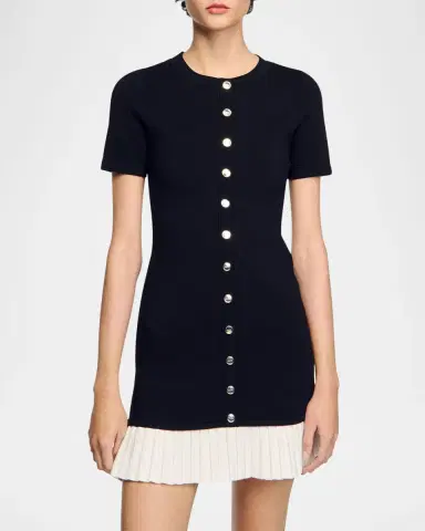 Sandro Paradis Pleated-Hem Mini Dress | Thumbnail 5 Sandro Paradis Pleated-Hem Mini Dress | Thumbnail 5