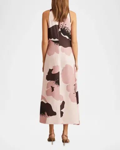 Reiss Michalie Draped High-Low Satin Midi Dress | Thumbnail 2 Reiss Michalie Draped High-Low Satin Midi Dress | Thumbnail 2