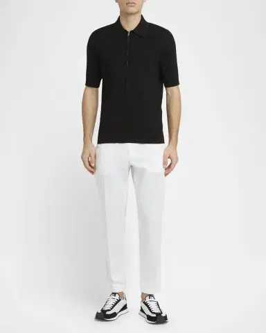 Dolce & Gabbana Men 's DG Jacquard Quarter-Zip Polo Shirt | Thumbnail 2 Dolce & Gabbana Men 's DG Jacquard Quarter-Zip Polo Shirt | Thumbnail 2