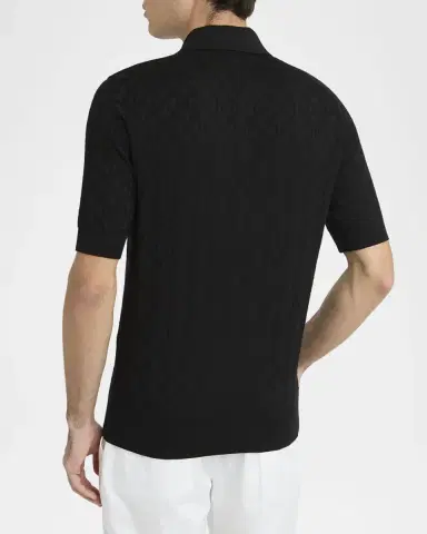 Dolce & Gabbana Men 's DG Jacquard Quarter-Zip Polo Shirt | Thumbnail 3 Dolce & Gabbana Men 's DG Jacquard Quarter-Zip Polo Shirt | Thumbnail 3